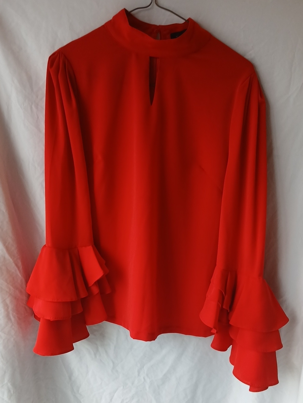 6. Gracia Fun Red Ruffle-Sleeve Blouse!